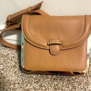 Nila Anthony Tan Crossbody Bag with Gold Accents